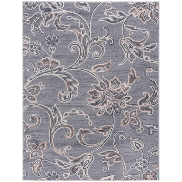 Madison Floral Gray 4 ft. x 6 ft. Indoor Area Rug