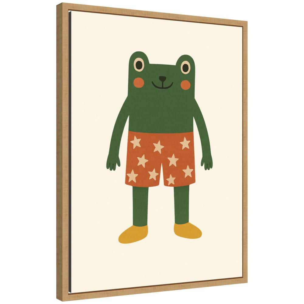 "Sylvie ""Whimsical Frog with Star Shorts"" by Laura Moss Animals Framed Glass Art Print 24 in. x 18 in." price history on PriceWatchPro