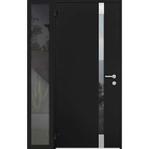 6777 44 in. x 80 in. Left Hand/Outswing Tinted Glass Black Enamel Steel Prehung Front Door with Hardware
