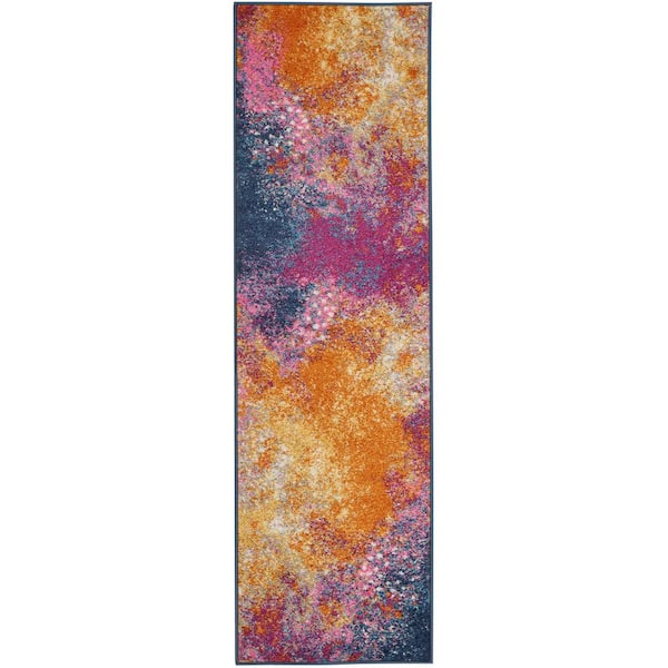 Nourison Passion Sunburst 2 ft. x 10 ft. Abstract Contemporary Kitchen Runner Area Rug