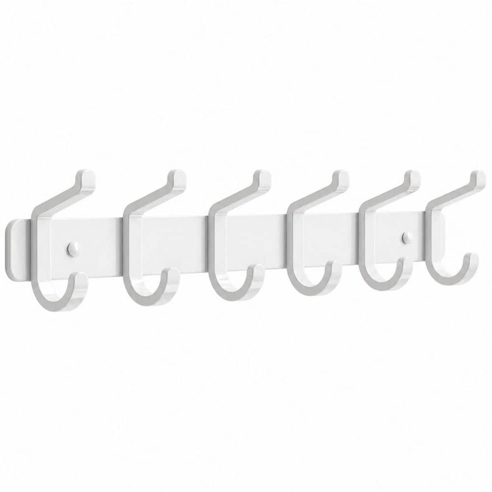 6-Hook Wall-Mounted Coat Rack in White Polished Finish for Entryway, Bathroom, Mudroom, Closet, Behind Door price history on PriceWatchPro