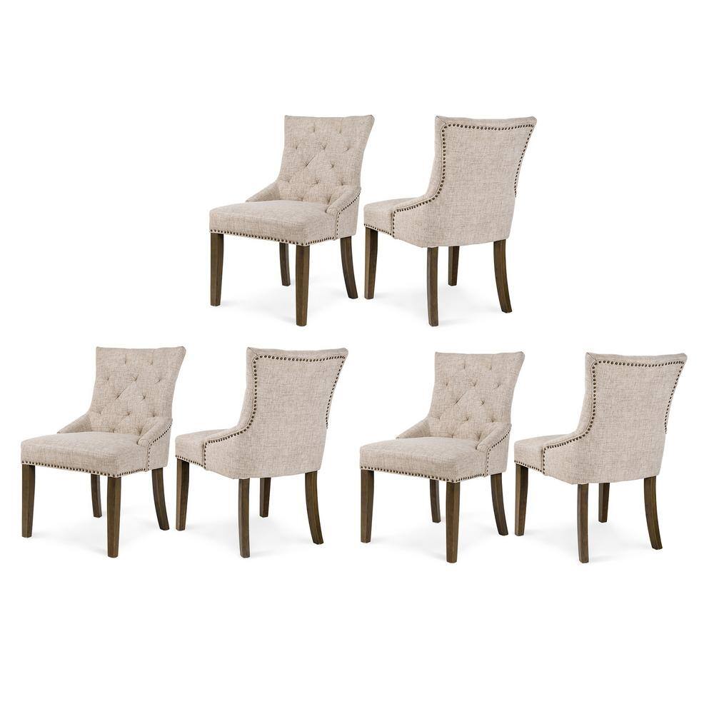 GrandCA HOME Set of 6 Chairs, Dining Chair, Nordic Style Chair, Suitable  for Living Room, Dining Room (Beige-6) : : Home & Kitchen