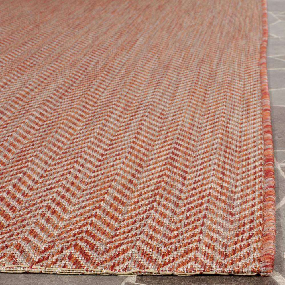Modern Indoor/Outdoor Chevron Striped Rug, 2'7" x 5', Red/Beige