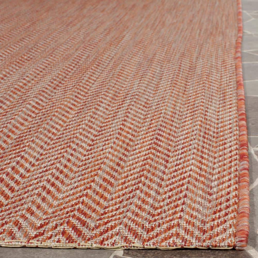 Terracotta and Beige Chevron Outdoor Area Rug