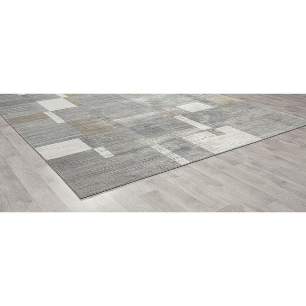 Celeste 4 ft. x 4 ft. Grey Tones Abstract Washable Area Rug
