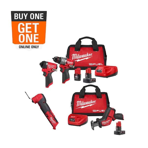 M12 FUEL 12-Volt Lithium-Ion Brushless Cordless Hammer Drill & Impact Driver Combo Kit with Recip Saw Kit and Multi-Tool