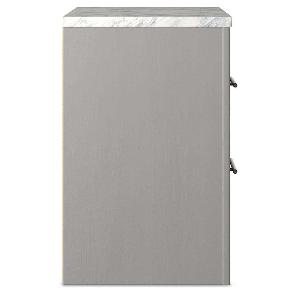 Cottonburg Transitional 2-Drawer Nightstand in Gray/White with Faux Marble Top