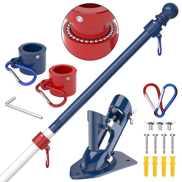 6 ft. Stainless Steel Wall Mounted Outside House Flagpole Residential or Commercial with Tangle Free Flag Pole Kit