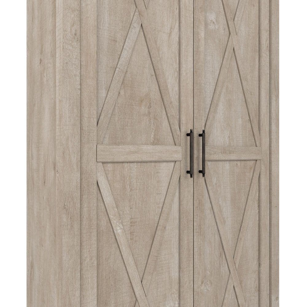 Washed Gray Tall Bathroom Storage Cabinet with Adjustable Shelves