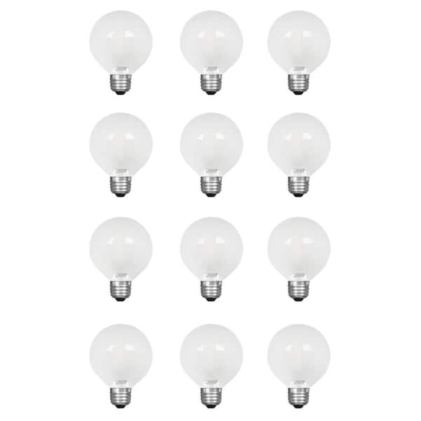 60-Watt Equivalent G25 Globe Dimmable Filament Frosted Glass E26 LED Vintage Edison LIght Bulb, Daylight 5000K (12-Pack)