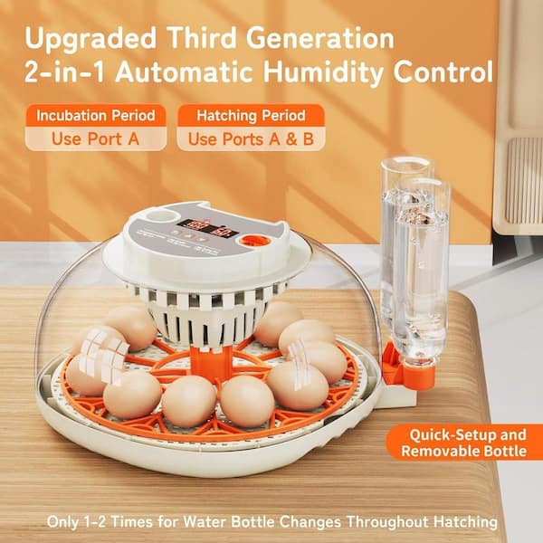EGG INCUBATOR 最大12個用 自動湿度管理 KIWDZFU 12 Egg Incubator with Temperature Humidity Display