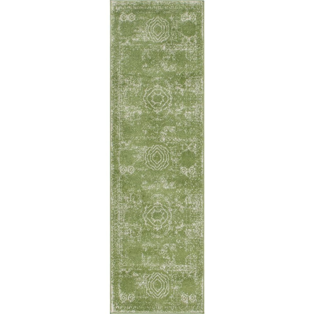 Unique Loom Green 2 ft. x 6 ft. 7 in. Bromley Runner Rug 3144320 - The ...