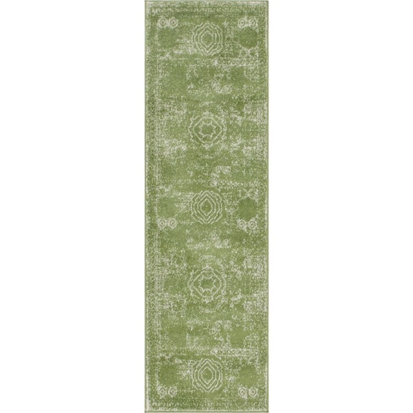 Unique Loom Green 2 ft. x 6 ft. 7 in. Bromley Runner Rug