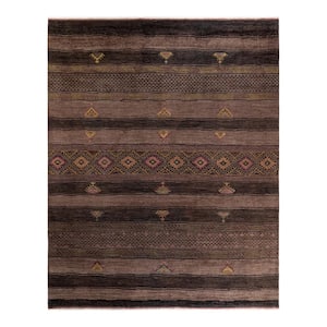 Fine Vibrance Brown 8 ft. x 10 ft. Solid Wool Indoor Area Rug