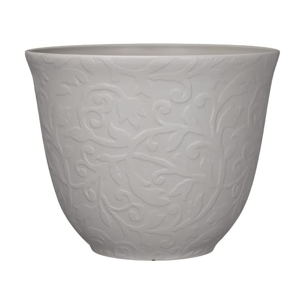 Sloan Large Cream Recycled Resin Round Planter with Drainage Holes (17 in. L x 17 in. W x 13.5 in. H)