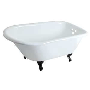 48 in. Cast Iron Roll Top Clawfoot Bathtub in White with 3-3/8 in. Holes, Feet in Oil Rubbed Bronze