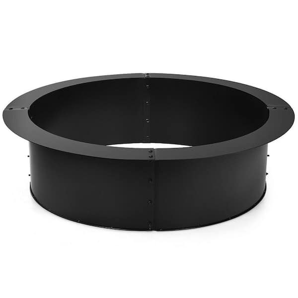 Unbranded 36 in. W x 10 in. H Round Steel Fire Pit Ring Liner for Ground Outdoor Backyard Wood