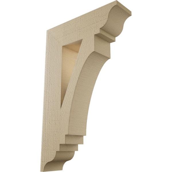 Ekena Millwork 5.5 in. x 32 in. x 20 in. Imperial Traditional Rough Cedar Woodgrain Timberthane Polyurethane Bracket, Primed Tan