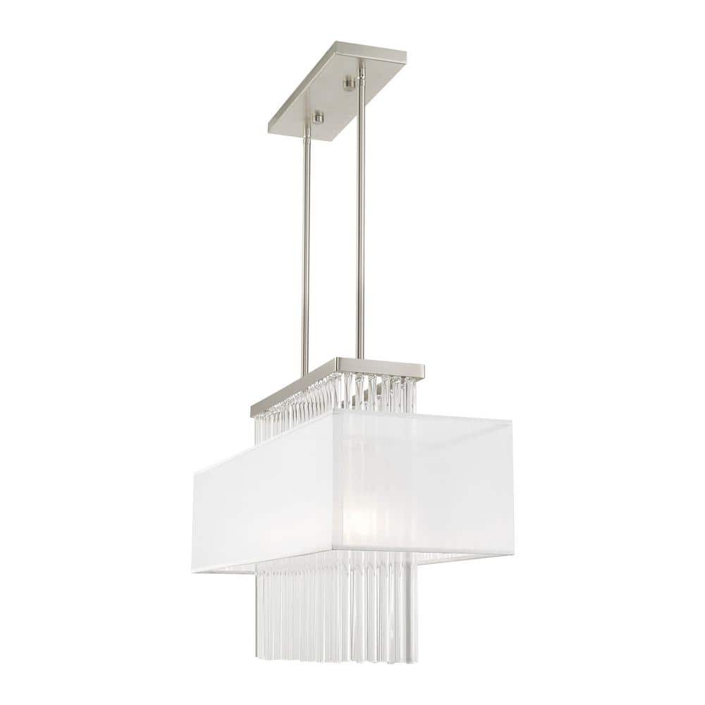 Elegant Alexis 3-Light Brushed Nickel Crystal Chandelier