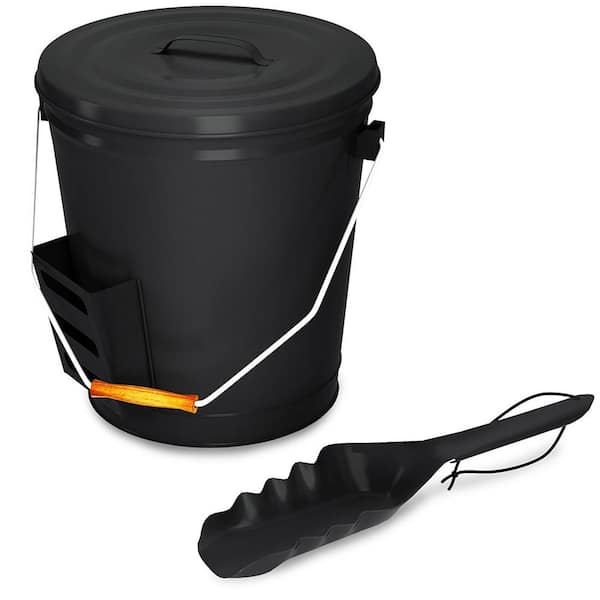 HOME-COMPLETE 4.75 Gal. Ash Bucket with Lid and Shovel