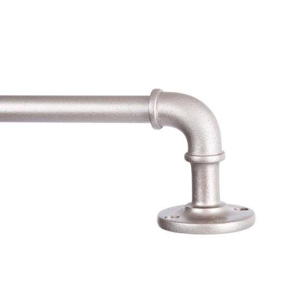 Kenney Adler Industrial 28 in. - 48 in. Adjustable Single Indoor/Outdoor Rust-Resistant Curtain Rod 5/8 in. Diameter in Silver