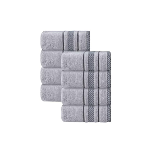 Unbranded Enchasoft 8-Pieces Silver Turkish Cotton Wash Towels