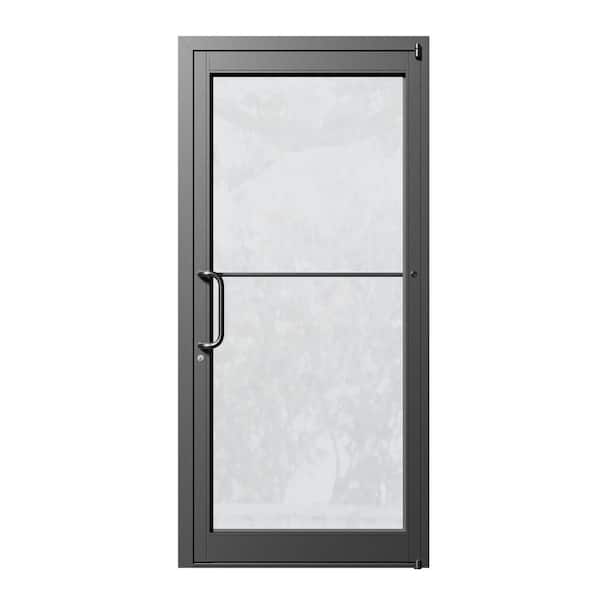 Teza 36 in. x 84 in. Right-Hand/Outswing Matte Black Aluminum Prehung Commercial Door