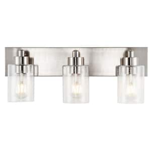 Irving 22 in. 3-Light Nickel Seeded Glass/Iron Modern Contemporary LED Vanity Light