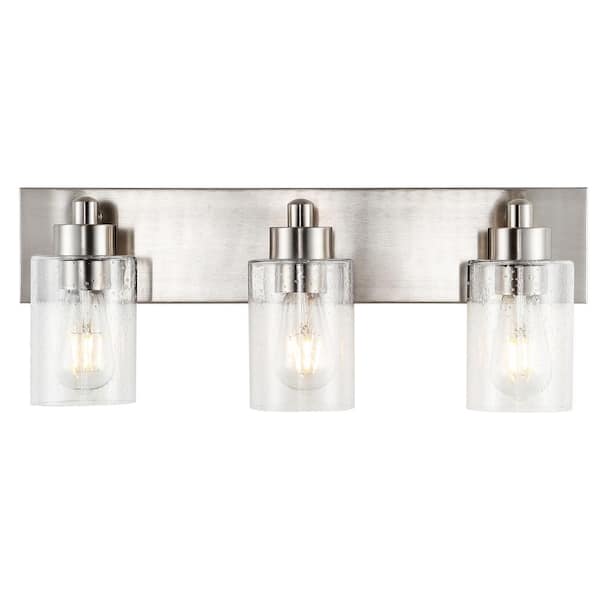 Irving 22 in. 3-Light Nickel Seeded Glass/Iron Modern Contemporary LED Vanity Light