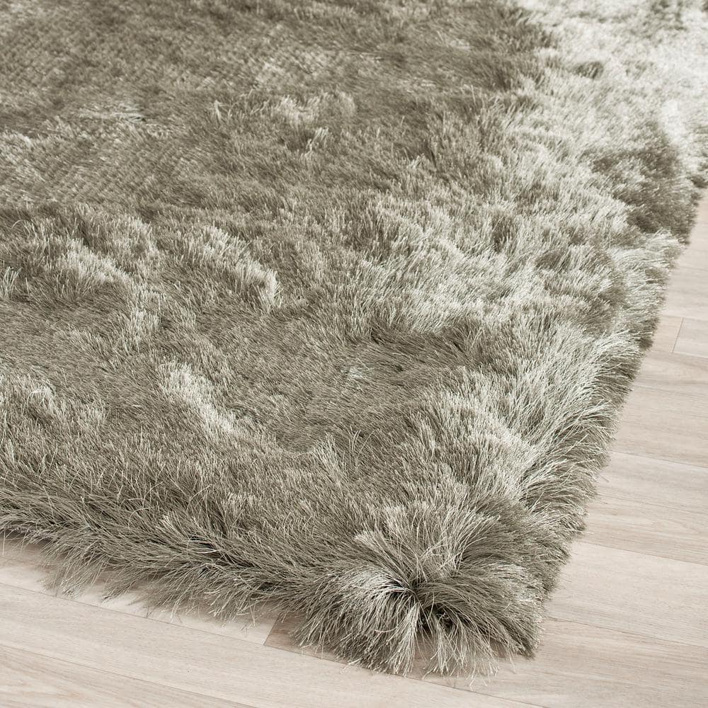 Titanium Round Handmade Tufted Shag Area Rug