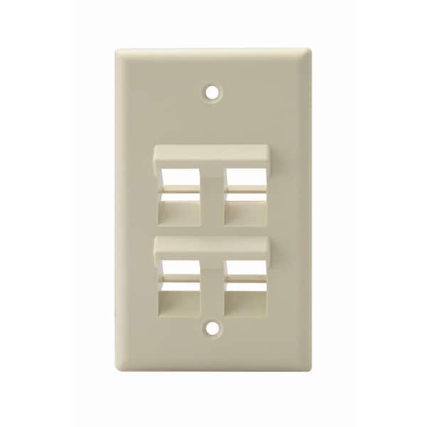 Leviton White 1-Gang Audio/Video Wall Plate (1-Pack) 41081-4IP