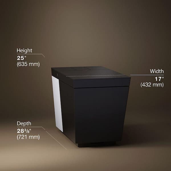 Numi 12 in. Rough In One-Piece 0.8/1.0 GPF Dual Flush Elongated Smart Bidet Toilet in Black with Warm Water Cleansing