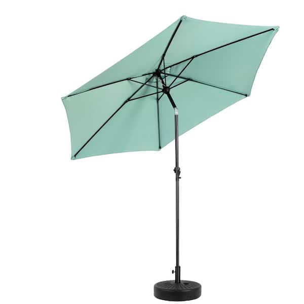 HOTEBIKE 9 ft. Outdoor Table Umbrella, Pool Patio Umbrella with Push Button Tilt and Crank,Market Umbrella(Base Not Included)Aqua
