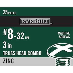 #8-32 x 3 in. Zinc-Plated Truss-Head Combo Drive Machine Screws (25-Pack)