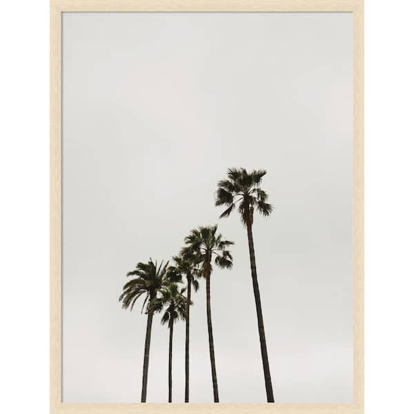 Woodgrain "Palm Trees Minimalist Nature" by Laura Moss Beach Framed Canvas Art Print 38 in. x 29 in.