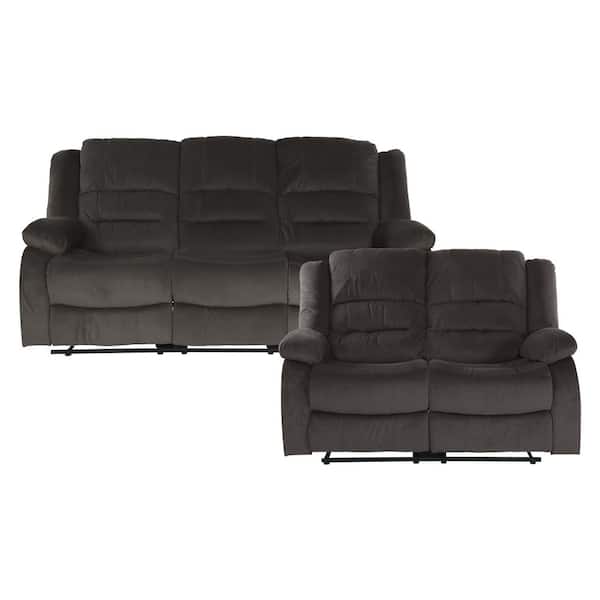 EVERGLADE HOME Greeley 144 in. W Round Arm Microfiber Rectangle Sofa in Brown