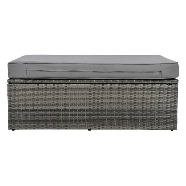 2 Piece Wicker Outdoor Patio Sunbed Day Bed with Lounge Roof