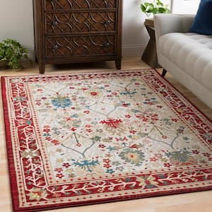 Articlave Red/White 3 ft. x 5 ft. Area Rug