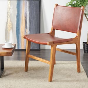 Brown Leather Accent Chair (Set of 2)