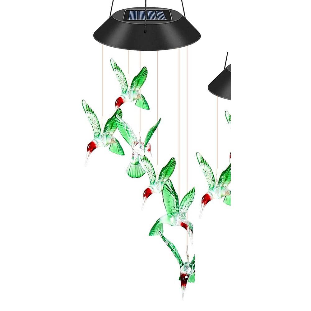 Solar Color Changing LED Hummingbird Wind Chimes Home Garden Decor Light Lamp BP 