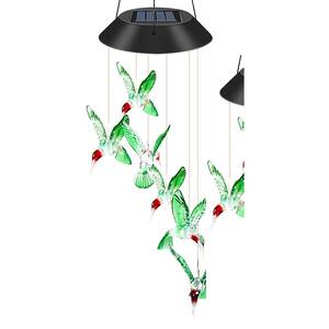 Solar Outdoor Changing Color LED Hummingbird Wind Chime