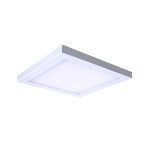 AMAX LIGHTING Square Slim Disk Length 10 in. White Square Fixture 3000K Warm White New Construction Recessed Integrated Led Trim Kit
