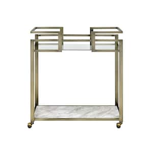 Faux Marble and Wire Brass Kitchen Serving Cart