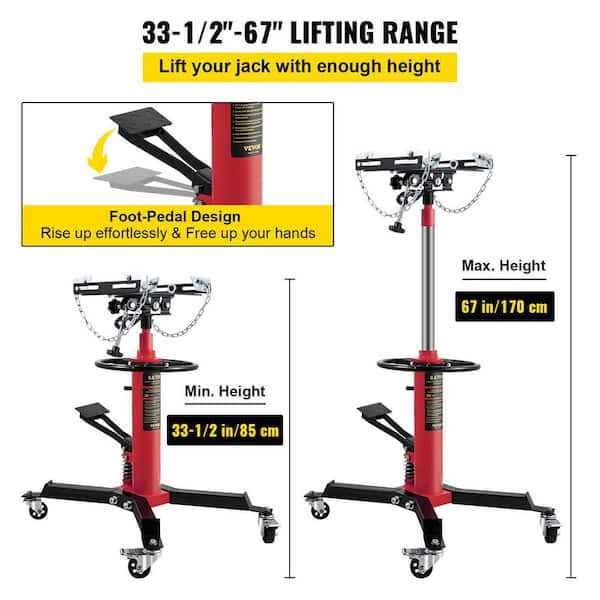 VEVOR MSYYCD1660LBSAD7VV0 1322 lbs. Transmission Jack Hydraulic Telescopic Floor Jack 2-Stage Stand with Foot Pedal 360° Wheel for Garage Shop - 3