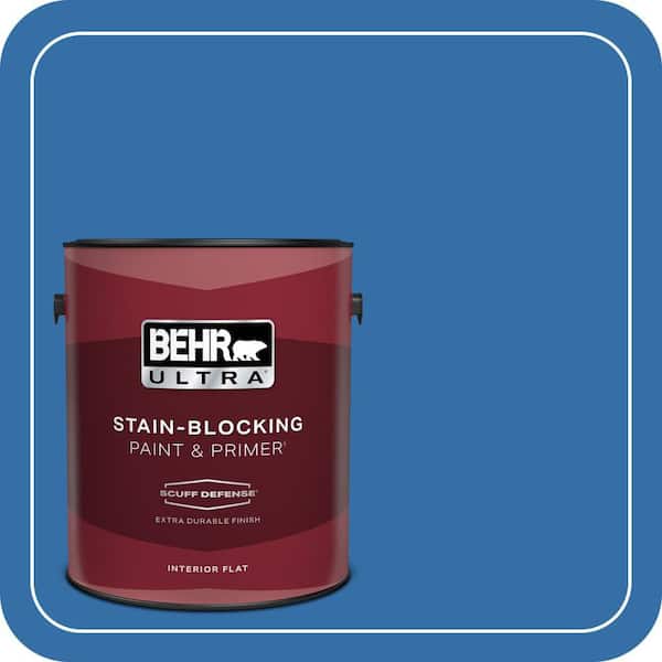 BEHR ULTRA 1 gal. #P520-6 Mega Blue Extra Durable Flat Interior Paint & Primer