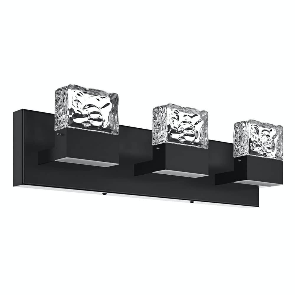19.7 in. 3-Light Modern Black Bathroom Vanity Light Fixture Over Mirror wit