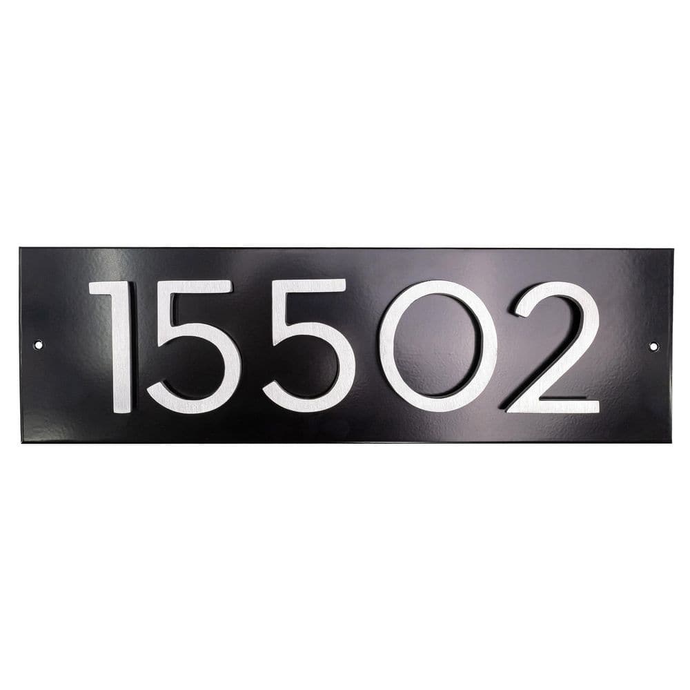 "Horizontal Floating Modern Address Plaque (4"" Numbers-5 Characters)-Black/Brushed Aluminum" product image for price tracking