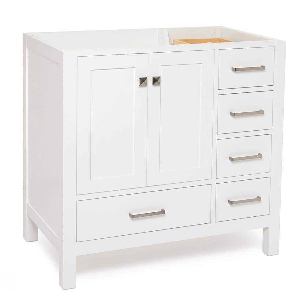 Ariel 36" White Solid Wood Freestanding Vanity Cabinet