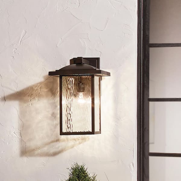 Capanna 16 in. 1-Light Olde Bronze Outdoor Hardwired Wall Lantern Sconce with No Bulbs Included (1-Pack)
