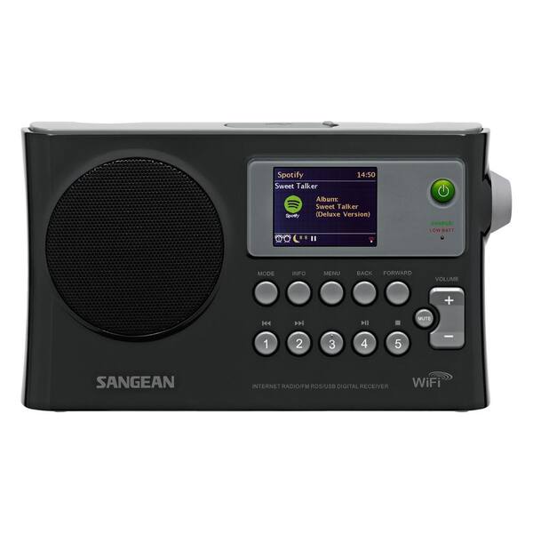 Sangean Ultra-Compact Rechargeable Portable Wi-Fi Internet Radio with USB Network Music Player